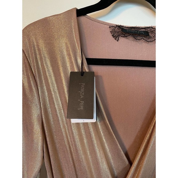 Patrizia Pepe Abido Dress Old Gold NWT Size 3 - Picture 7 of 12